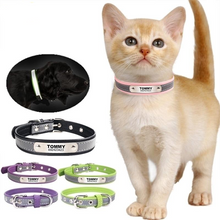 Load image into Gallery viewer, Reflective Leather Customized Cat Collar - PetBrand