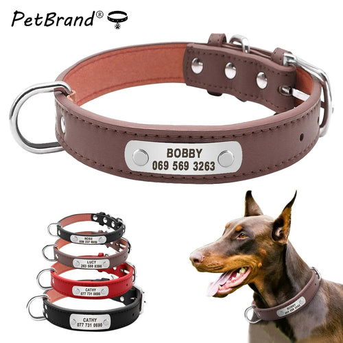 Leather  Durable Personalized Dog Collar - PetBrand 