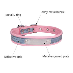 Reflective Leather Customized Cat Collar - PetBrand 