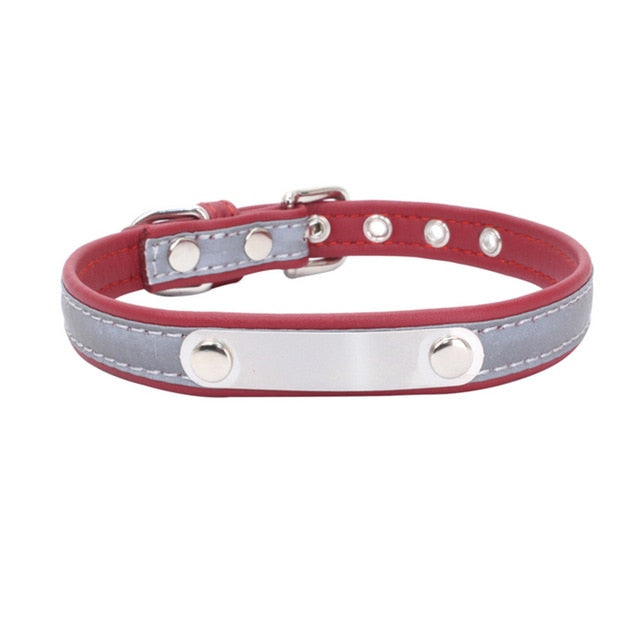 Reflective Leather Customized Cat Collar - PetBrand 