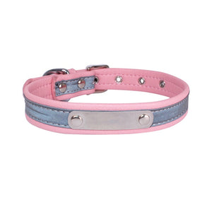 Reflective Leather Customized Cat Collar - PetBrand 